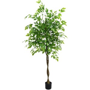 Artificial Ficus Tree, Large Artificial Ficus Tree in Pot, Large Artificial Plants with Realistic Texture for Foyer, Living Room, Bedroom, Decoration - 1 of 4