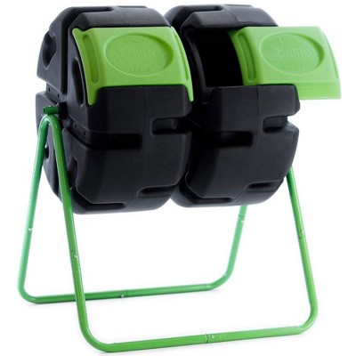 FCMP Outdoor HOTFROG 37 Gallon Plastic Dual Body Rotating Tumbling Composter Bin
