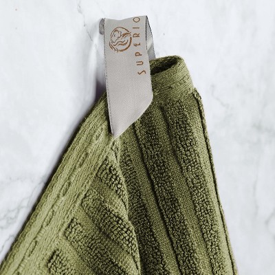 Sage Cotton Ribbed and Checkered Oversized Towel Set