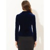 INSPIRE CHIC Women's Notched Lapel Long Sleeve Office Button Velvet Suit Blazer - 4 of 4