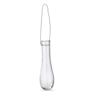 TAG Raindrop Clear Glass Vase with Wire Handles Recycled Glass, 2.5L x2.5W x 7.5H inches