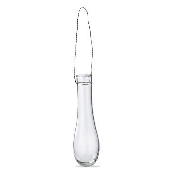TAG Raindrop Clear Glass Vase with Wire Handles Recycled Glass, 2.5L x2.5W x 7.5H inches
