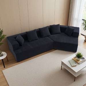 130" Deep Seat Memory Foam Sectional Sofa with 5 Pillows - 1 of 4