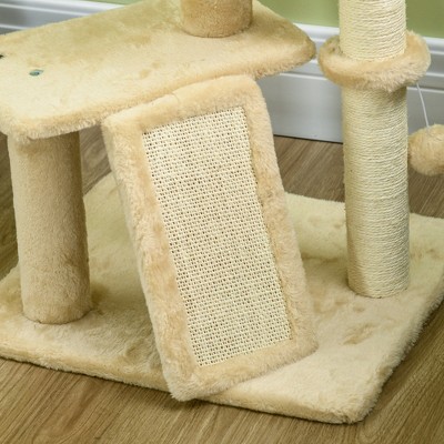 Beige Sisal Cat Tree with Hammock and Condo