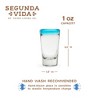 Segunda Vida Twine Primavera Colorful Shot Glasses - Tall Shot Glasses with Blue Rim - 100% Recycled Glasses 1oz Set of 4 - 3 of 4