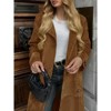 Imily Bela Womens Long Trench Coat Fall Faux Suede Jackets Double Breasted Lapel Pea Coat with Belt - 3 of 4