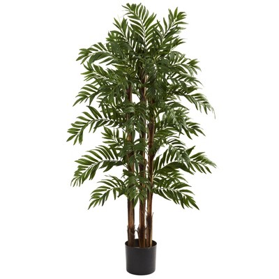 55" Silk Green Palm Outdoor Floor Plant