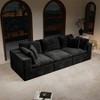 Dexmalle No Assembly Required Corduroy Upholstered Sectional Sofa,Black - 3 of 4