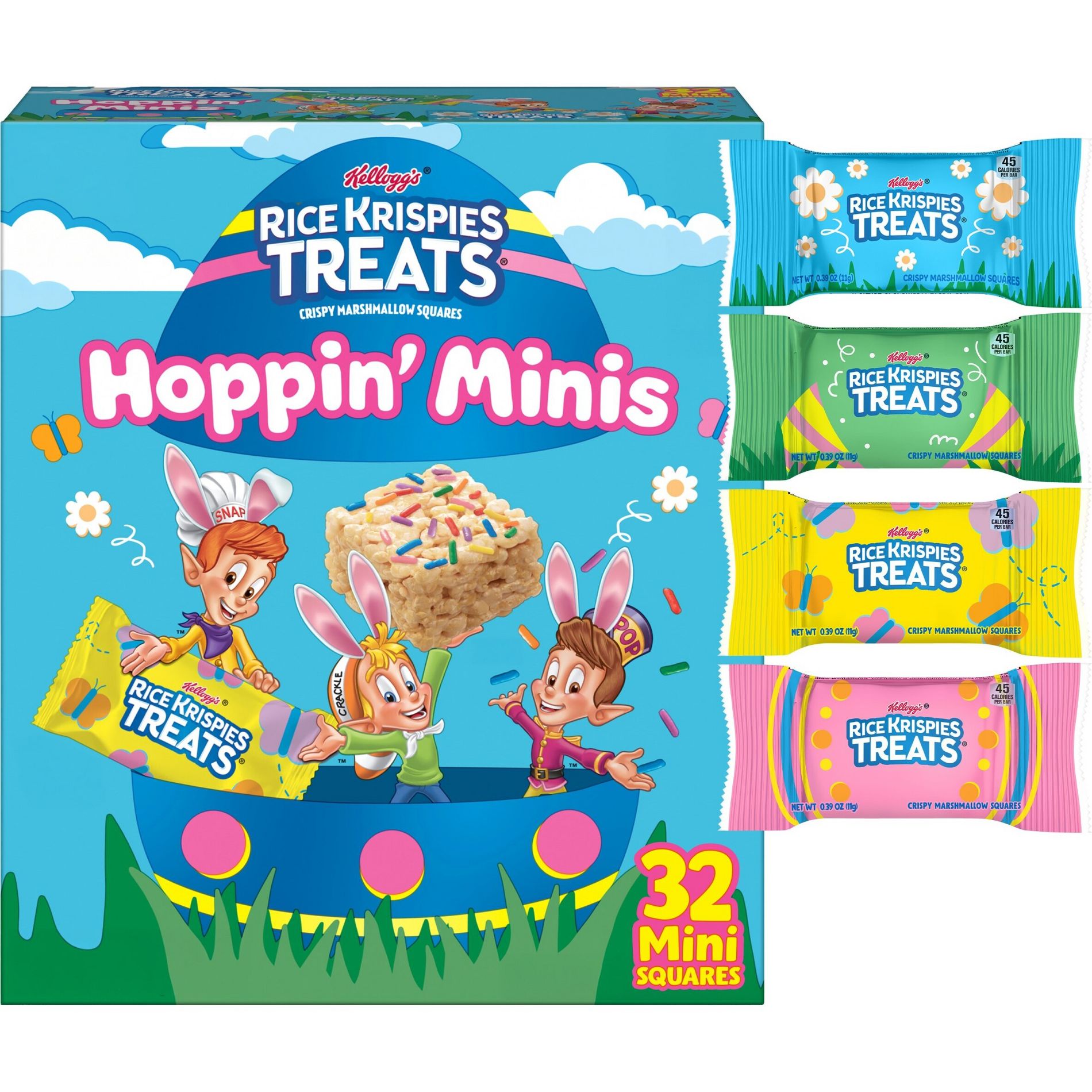 Rice Krispies Treats Hoppin' Minis Crispy Marshmallow Squares Kids' Snack Bars - 12.4oz/32ct