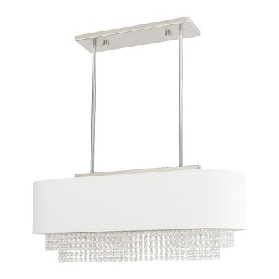 Carlisle Brushed Nickel 3-Light Linear Chandelier with Crystal Accents