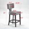 Set of 2 Counter Height Bar Stools,Linen Upholstered Bar Stools with Solid Wood Legs,Mid Century Modern Bar Stools for Kitchen-Cuddlewood - 4 of 4
