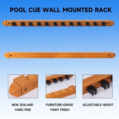 Oak 2-Piece Wall Mounted Pool Cue Rack for 12 Sticks