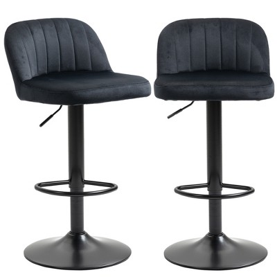 Vatros Adjustable Bar Stools Set of 2, Velvet Counter Height Barstool, Upholstered Kitchen Stool with Swivel Seat, ‎Black