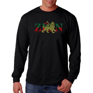 LA Pop Art Men's Word Art Long Sleeve T-shirt - Zion - One Love - 1 of 4