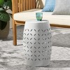 FONTOI End Tables Modern Round Shape Stylish with Geometric Cut-Outs, Perfect for Indoor Plant Display and Coffee Nook, White, 20.91"*13.98"*13.9" - 3 of 4