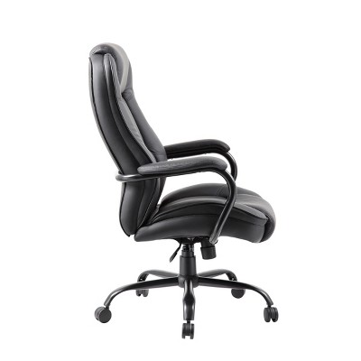 Executive Swivel LeatherPlus Chair with Reinforced Lumbar Support, Black