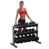Body-Solid Rubber Dumbbell Set with 3 Shelf Rack and Vinyl Mat - 5-50lbs - 2 of 4