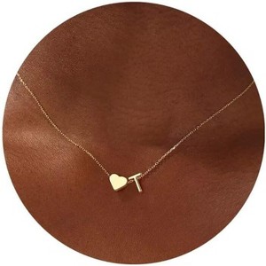 Initial Necklace - 18K Gold Plated Heart Pendant with A-Z Letters, Dainty Birthday Gift for Women and Teen Girls - 1 of 4