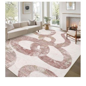 Modern Abstract Area Rug Non Slip Ultra Thin Floor Cover Soft Low Pile Indoor Throw Mat For Living Room Kitchen Laundry Bedroom - 1 of 4