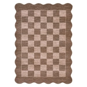 Machine Washable Geometric Checkered Living Room Rugs, Ultra Thin Non Slip Bedroom Carpet, Large Stain Resistant Dining Room Rugs - 1 of 4