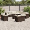 vidaXL 14 Piece Patio Sofa Set with Cushions - Brown and Cream With Table - 2 of 4