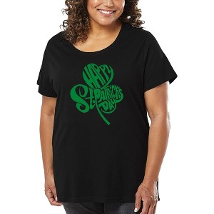 LA Pop Art Women's Word Art T-shirt - St. Patrick's Day Shamrock - 1 of 4