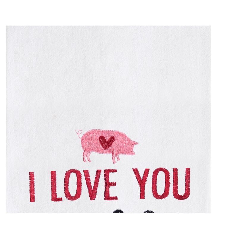 C&F Home I Love You More Than Bacon Valentine's Day Embroidered Cotton Flour Sack Kitchen Towel, 2 of 7