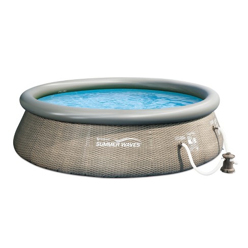 Summer Waves P10012365 Quick Set 12ft x 36in Outdoor Round Ring Inflatable Above Ground Swimming Pool with Filter Pump and Filter Cartridge, Brown - image 1 of 4