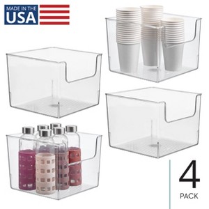 mDesign Kitchen Plastic Storage Organizer Bin with Open Front - 4 Pack - Clear, USA Made - 1 of 4