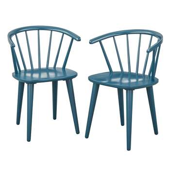 Set of 2 Florence Contemporary Windsor Dining Chairs Midnight Blue - Buylateral