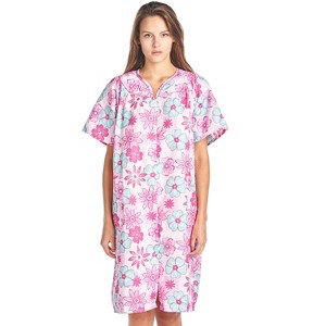 Casual Nights Women's Floral Woven Snap-Front Lounger House Dress - 1 of 4