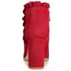 Perphy Women's Ruffle Round Toe Zippered Chunky High Heel Ankle Boots - 4 of 4