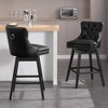 Beautyolove Faux Leather Upholstered Solid Wood Frame Bar Height Swivel Bar Stool (Set of 2) - 4 of 4