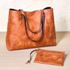 The Lakeside Collection Reversible Tote Plus Pouch - Black/Cognac - 3 of 3