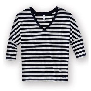 Aeropostale Womens V-neck Stripe 3/4 Sleeve Graphic T-Shirt - 1 of 1