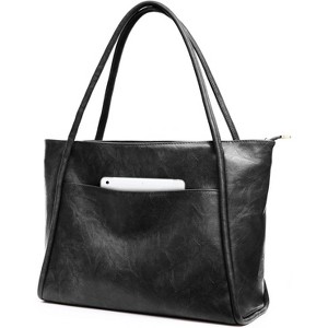 Large Tote Bag for Women Work with Zipper 16L Vegan Leather Ladies Travel Purses and Handbags - 1 of 4