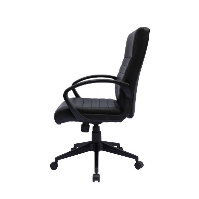 Black Ribbed Back High Back Swivel Task Chair with Fixed Arms