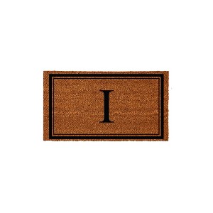 Evergreen Monogram Indoor Outdoor 100% Natural Coir Doormat 28" x 16" |  Letter  "I" - 1 of 3