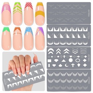 SAVILAND 4-Piece Nail Stamping Plates: Easy French Tip Tools, Stencils for Nail Art, French Manicure, Stripes, Heart, Star Designs, DIY. - 1 of 4