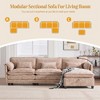112" Chenille L-Shaped Modular Sectional Sofa with Movable Storage Ottoman, Built-in USB & Type-C Ports, Phone Holder, Double Side Pockets - 2 of 4