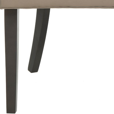 Gray Leather Parsons Chairs with Wood Legs, Set of 2