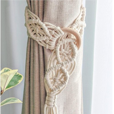 Tree City Boho Cotton Rope with Tassel Tieback Natural Style Curtain Tiebacks set of 4(2 pairs)