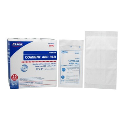 Dukal Combine ABD Pad Sterile 5" x 9", 25 Ct