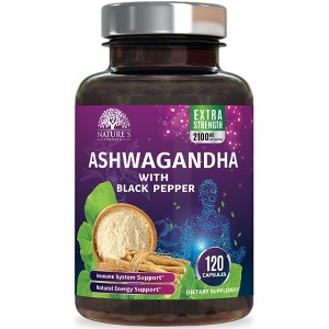 Organic Ashwagandha 1950mg w/ Black Pepper for High Absorption & Stress Support - 60 Capsules;120 Capsules - 1 of 4