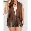 Whizmax Women's Plus Size Tassel Vest Hippie Faux Suede Rivets Sleeveless Costume Fringe Jacket - 4 of 4