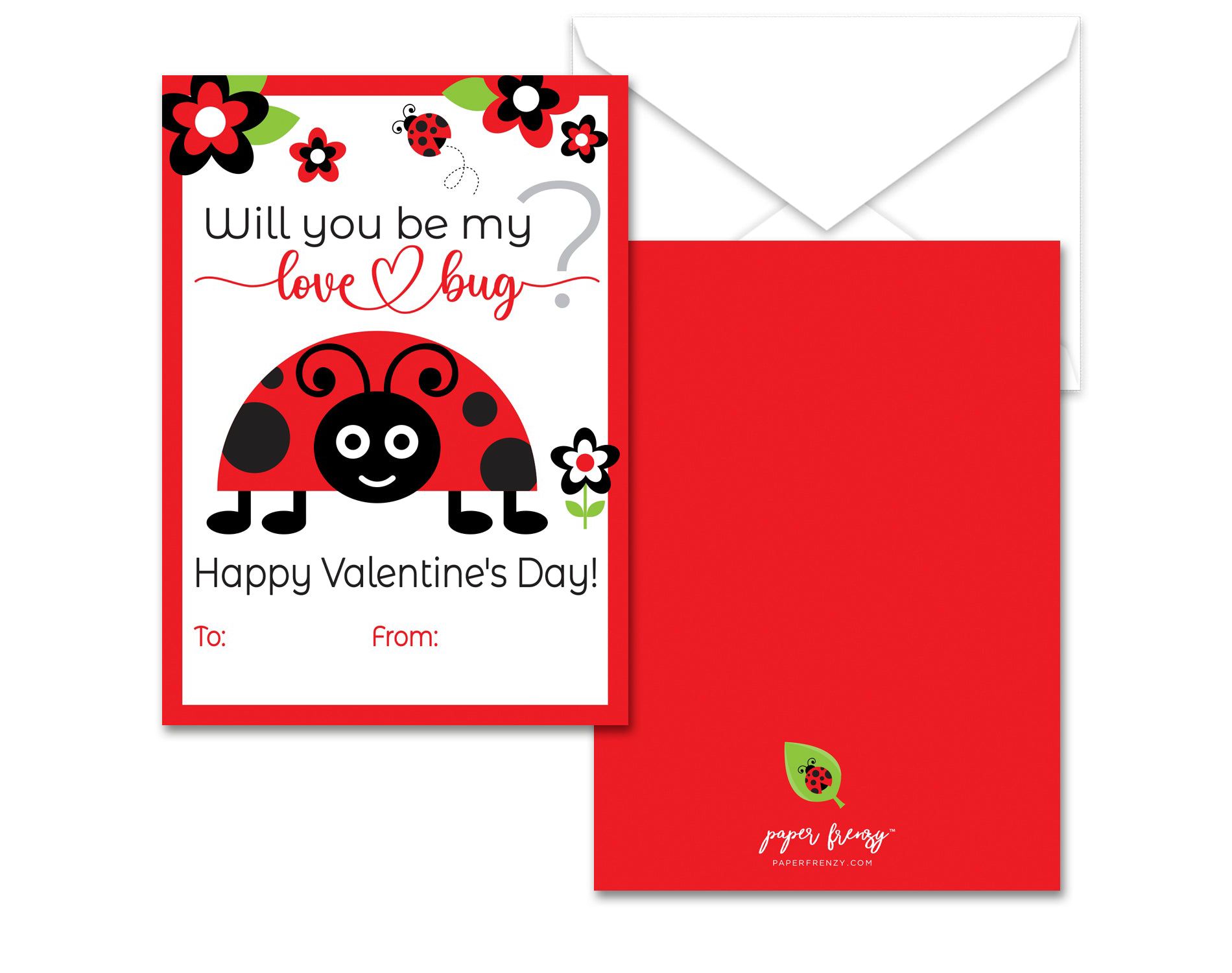 Paper Frenzy Love Bug Themed Valentines - 25 pack WITH ENVELOPES