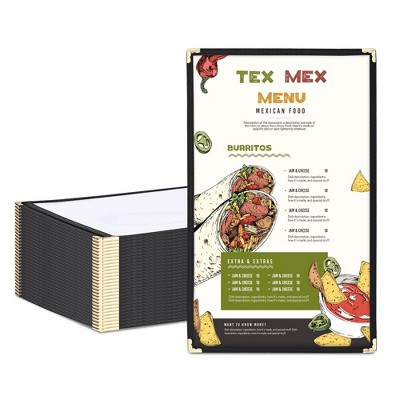 WeChef 30 Packs Restaurant Menu Covers 8.5 x 14 Single Page 1 Page 2 Views Black