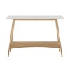 NicBex Mid-Century Style Console Table,Entryway Table with White Thick Top & Pecan Wood Base,Foyer Tables for Entryway,Hallway,Living Room - 2 of 4
