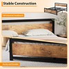 Bed frame, metal platform bed frame with wooden headboard and footboard, non-slip heavy-duty bed frame, no mattress support needed, silent - 4 of 4