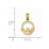 Black Bow Jewelry 14k Yellow Gold Scalloped Claddagh Pendant, 11mm (7/16 in) - 2 of 4